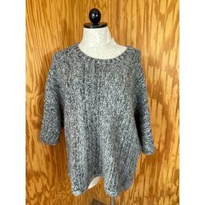 Soft Surroundings Sweater Pullover Stretch Knit Short Sleeve Heathered Gray S/M